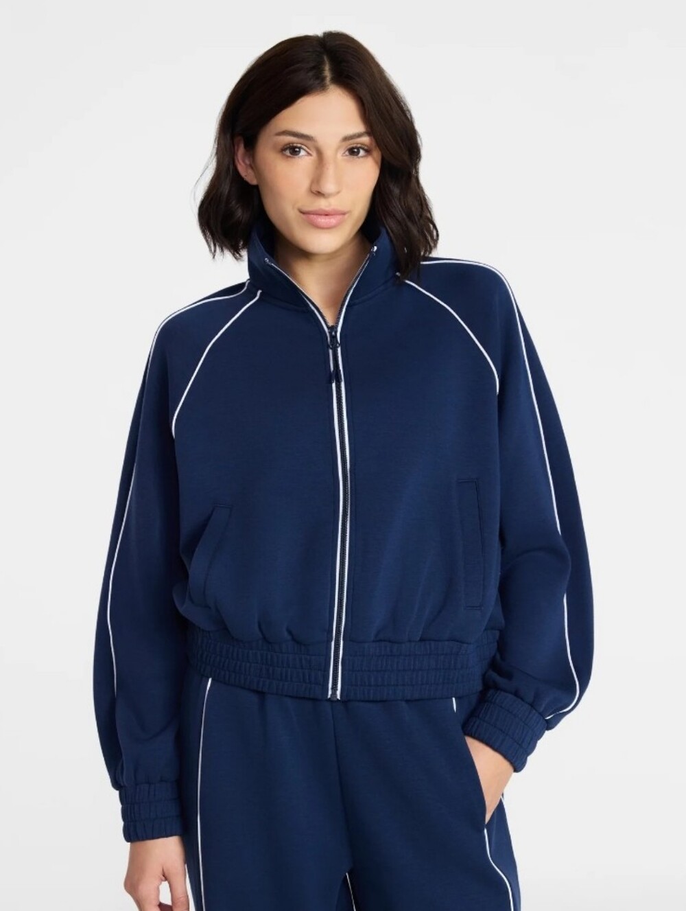 Avia Blue Cove Double Knit Jacket with White Trim - Picture 13 of 15